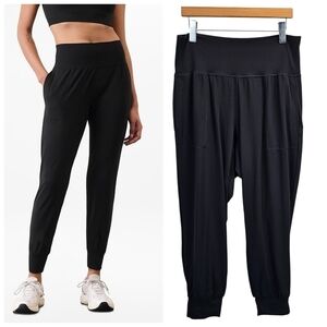 Athleta Salutation Jogger Pants Black High-Rise Lounge Activewear Size 2X Cozy